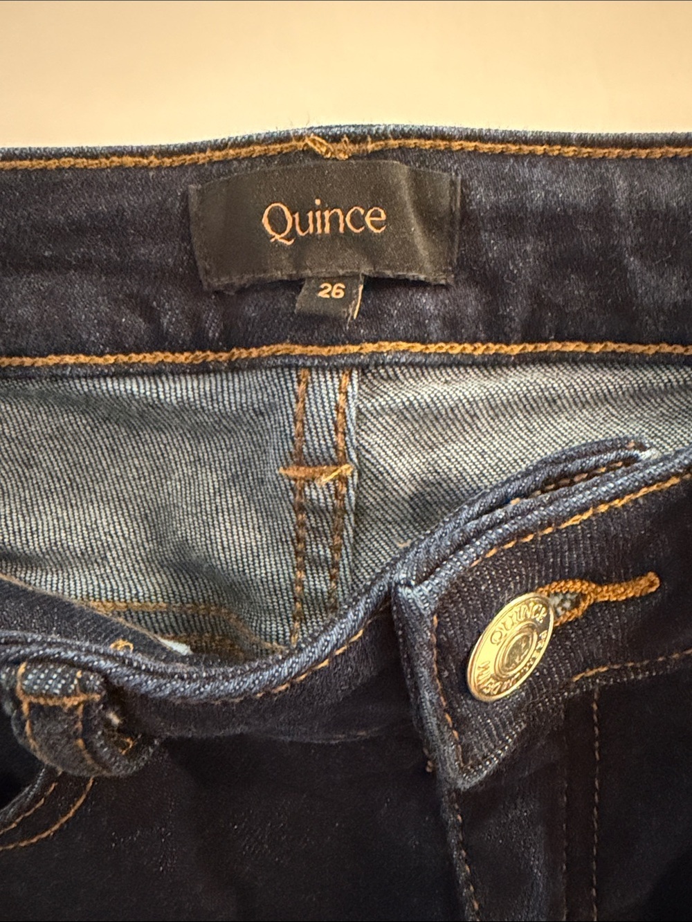 Quince Bella Stretch Wide Leg Jeans Organic Cotton Dark Wash Size 26 - Picture 4 of 8